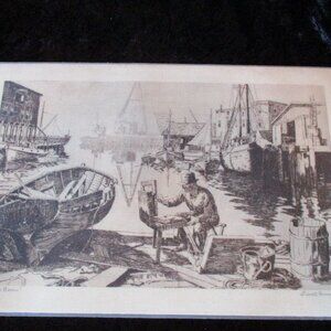 Vintage Lionel Barrymore Plastic Coated Lithograph "Purdy's Basin" 17.25 x 11.50